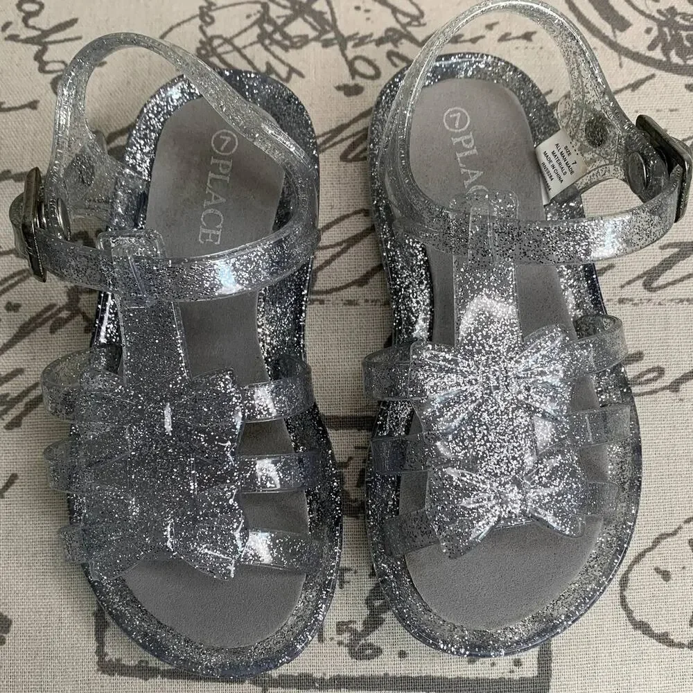 5/$25 Children's Place Jelly Clear Sparkle‎ Sandals